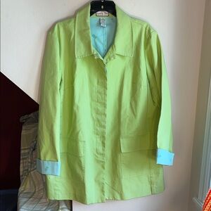 Jamaica Bay Cheerful Lime Trench Coat Good Used Condition XL